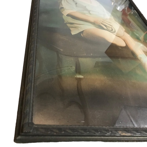 Antique Baby Photo Convex Bubble Glass Frame 10.5 X 16.5” Rectangle Colorized - Picture 7 of 13